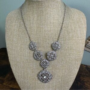 Trifari Silver Tone Rhinestone Necklace CALLOUT